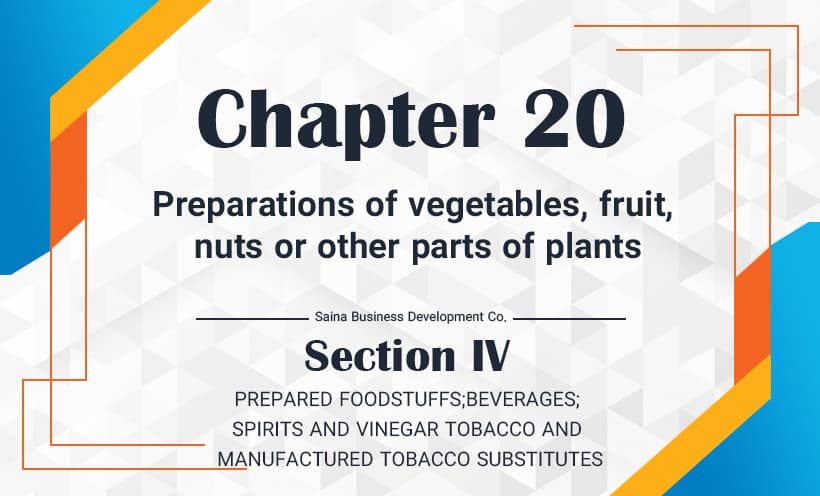  Preparations of vegetables, fruit, nuts or other parts of plants