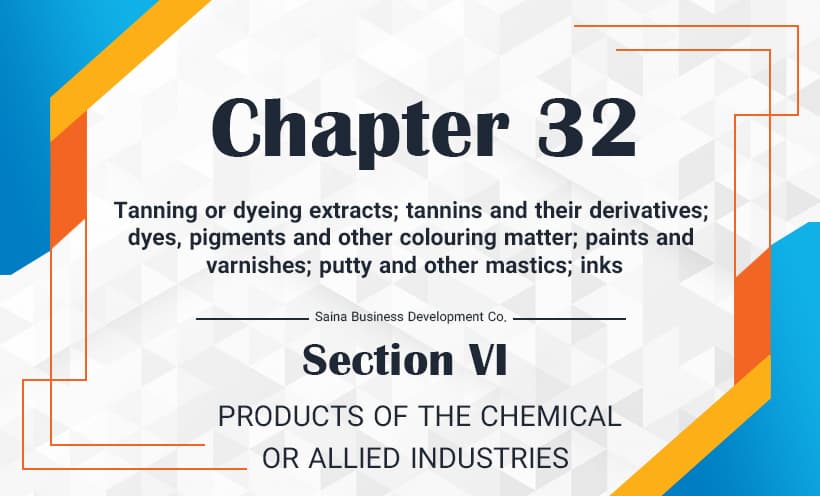 Tanning or dyeing extracts; tannins and their derivatives; dyes, pigments and other colouring matter; paints and varnishes; putty and other mastics; inks 